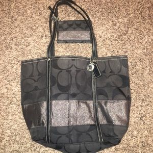 Genuine Coach Signature Black Tote Handbag